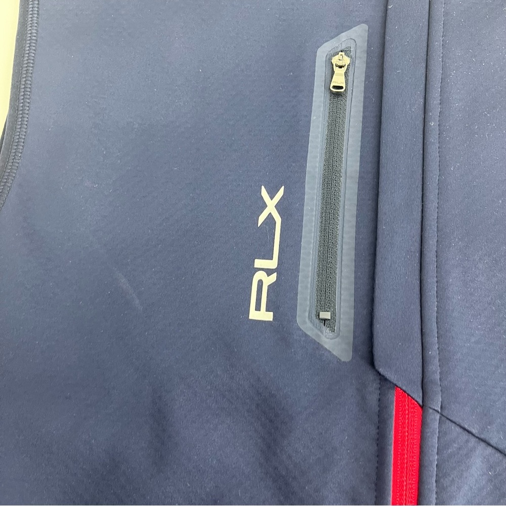 RLX Ralph Lauren Vest Mens Medium Navy Blue Golf Performance Premium Zip Stretch - Picture 8 of 11